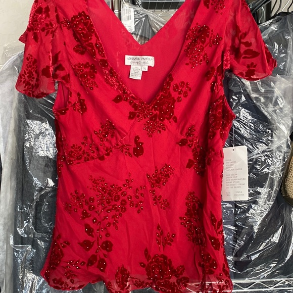 Adrianna Papell Tops - NWT Arianna Papell Vintage Red Shirt